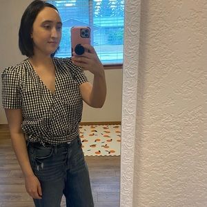 Madewell Gingham Wrap front top